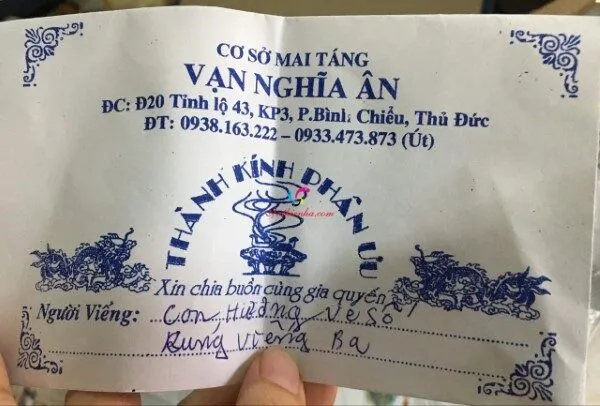 Phong bì in sẵn lời chia buồn